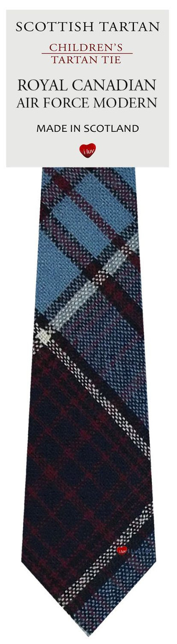 Boys Pure Wool Tie Woven Scotland - Royal Canadian Air Force Modern Tartan