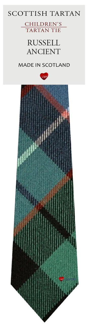 Boys Pure Wool Tie Woven Scotland - Russell Ancient Tartan