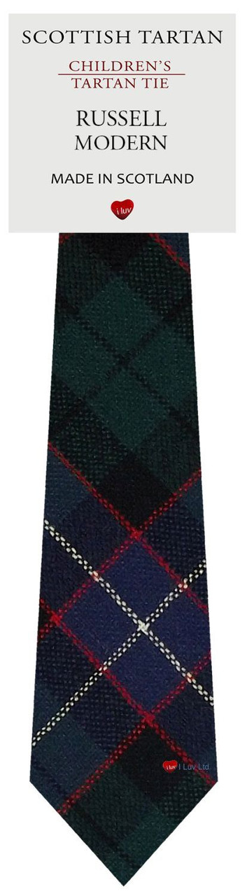 Boys Pure Wool Tie Woven Scotland - Russell Modern Tartan