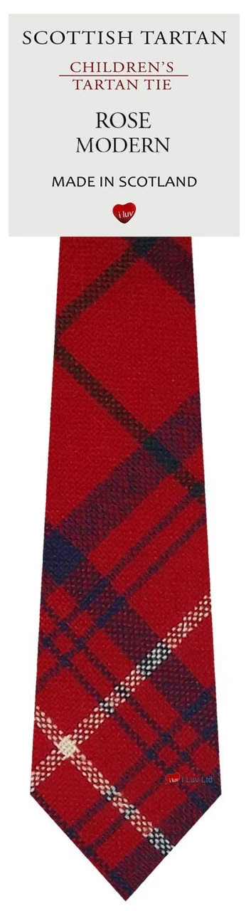 Boys Pure Wool Tie Woven Scotland - Rose Modern Tartan