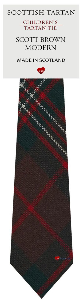 Boys Pure Wool Tie Woven Scotland - Scott Brown Modern Tartan