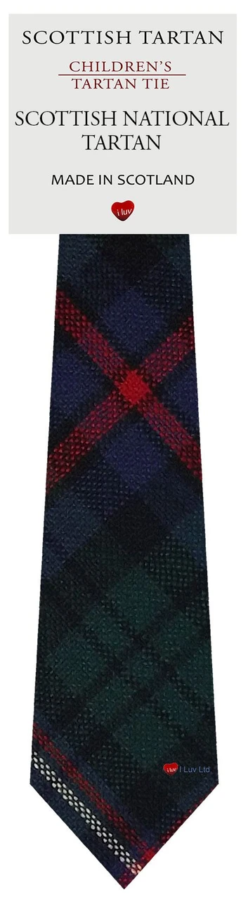 Boys Pure Wool Tie Woven Scotland - Scottish National Tartan