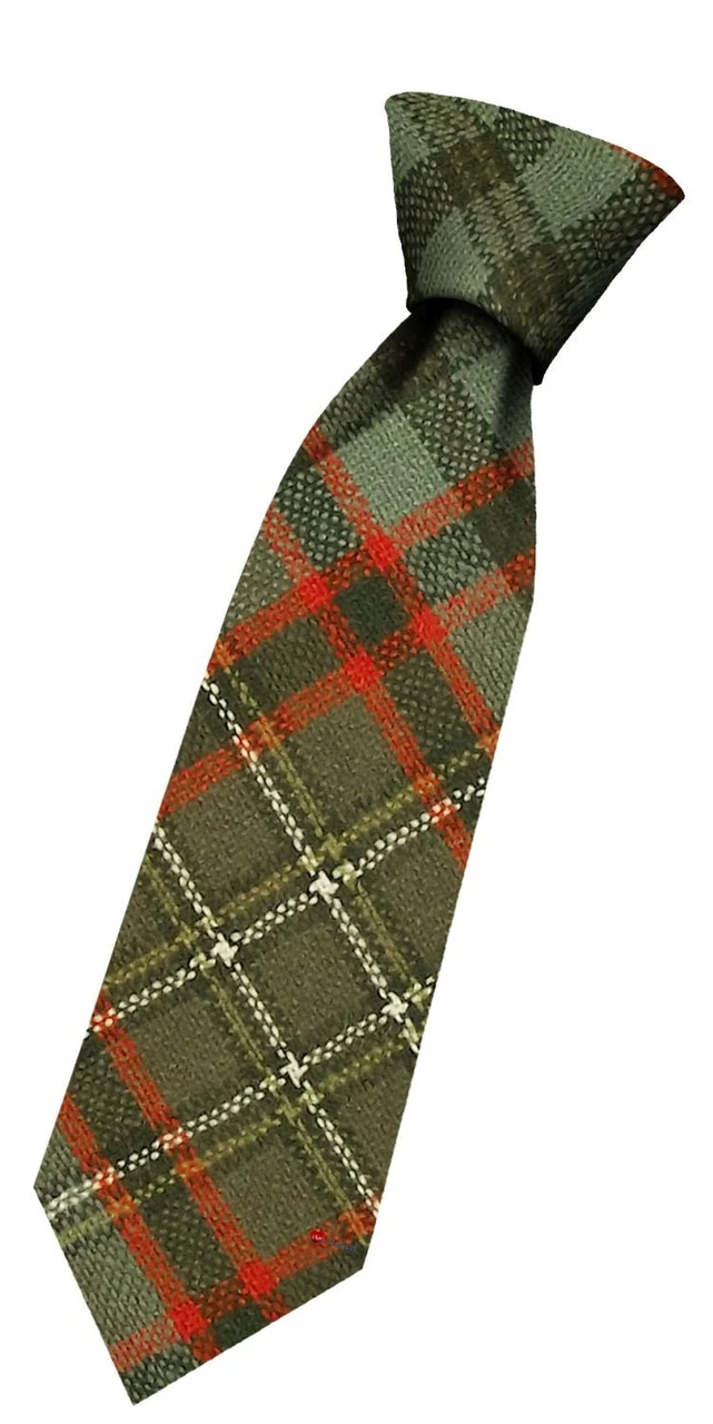 Boys Pure Wool Tie Woven Scotland - Stewart Old Weathered Tartan