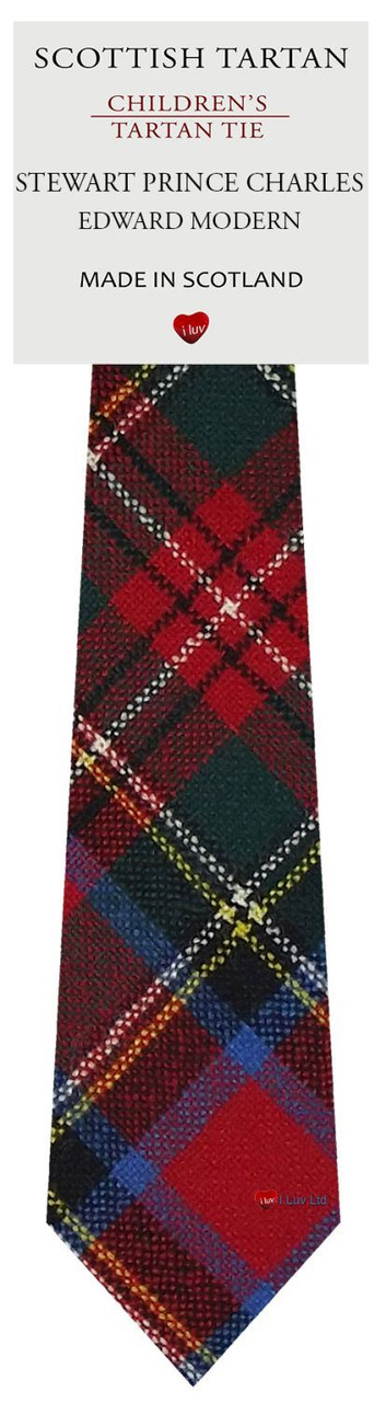 Boys Pure Wool Tie Woven Scotland - Charles Edward Stewart Modern Tartan