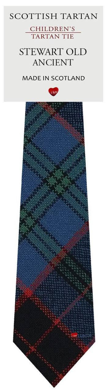 Boys Pure Wool Tie Woven Scotland - Stewart Old Ancient Tartan