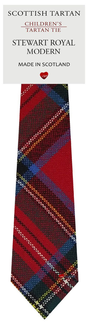 Boys Pure Wool Tie Woven Scotland - Stewart Royal Modern Tartan
