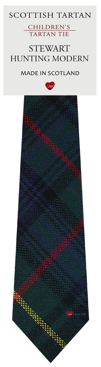 Boys Pure Wool Tie Woven Scotland - Stewart Hunting Modern Tartan