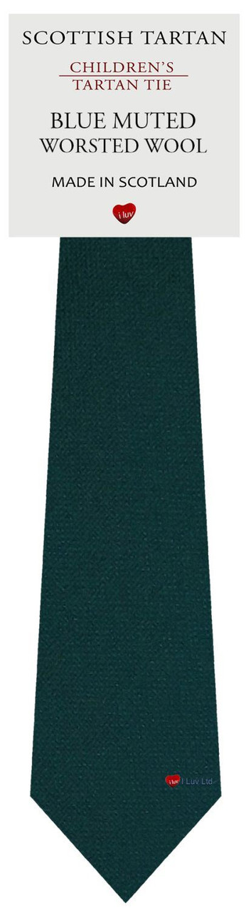 Boys Pure Wool Tie Woven Scotland - Plain Muted Blue