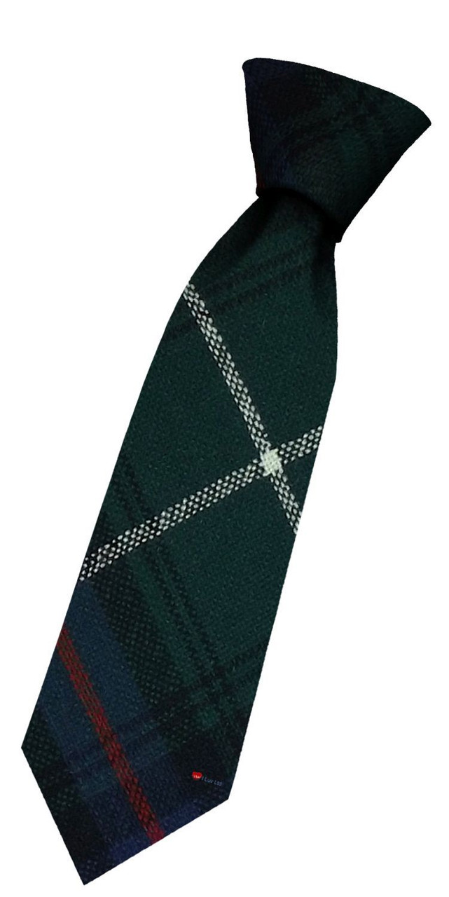 Boys Pure Wool Tie Woven Scotland - MacDonald of The Isles Green Modern Tartan