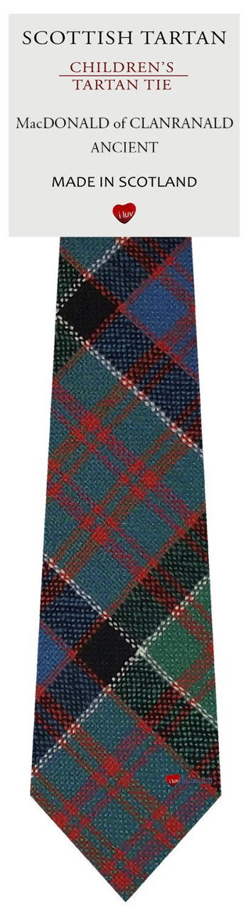 Boys Pure Wool Tie Woven Scotland - MacDonald of Clanranald Ancient Tartan