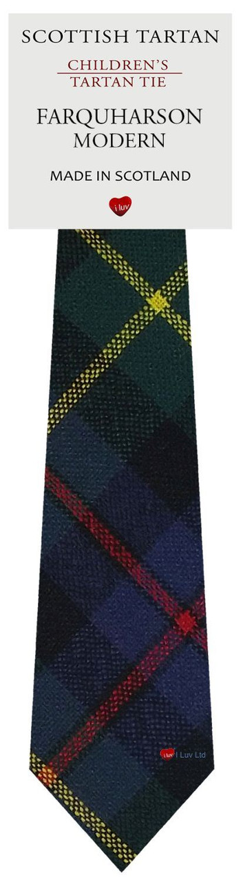 Boys Pure Wool Tie Woven Scotland - Farquharson Modern Tartan