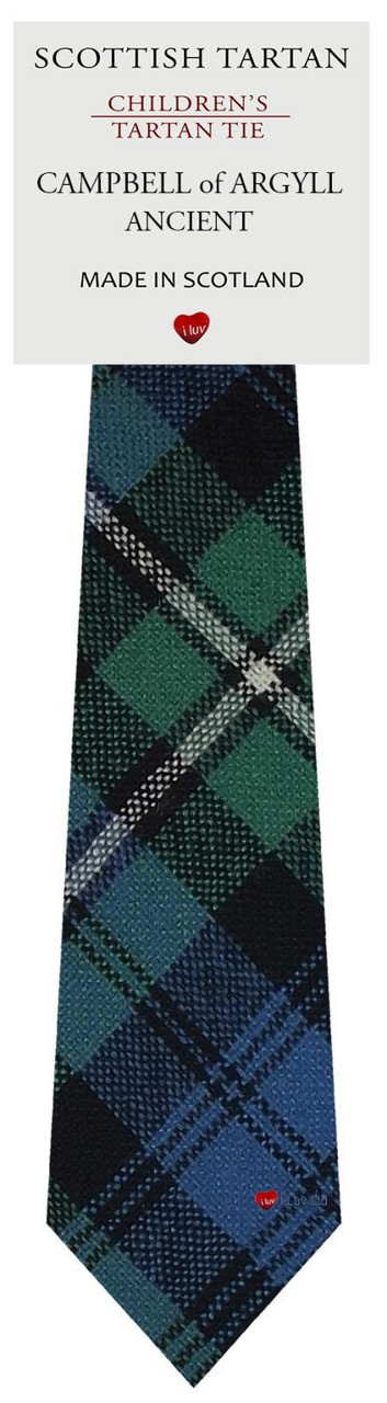 Boys Pure Wool Tie Woven Scotland - Campbell of Argyll Ancient Tartan