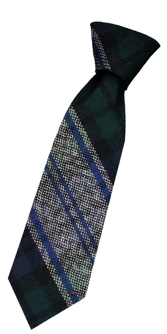 Boys Pure Wool Tie Woven Scotland - Black Watch Dress Modern Tartan