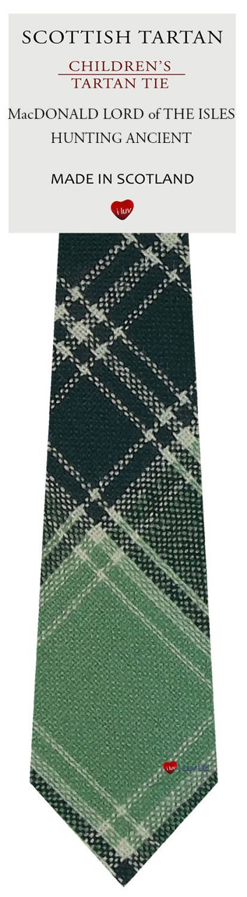Boys Pure Wool Tie Woven Scotland - MacDonald Lord Of The Isles Hunting Ancient Tartan