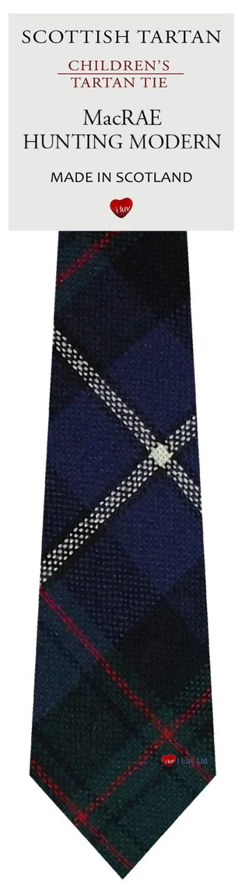 Boys Pure Wool Tie Woven Scotland - MacRae Hunting Modern Tartan