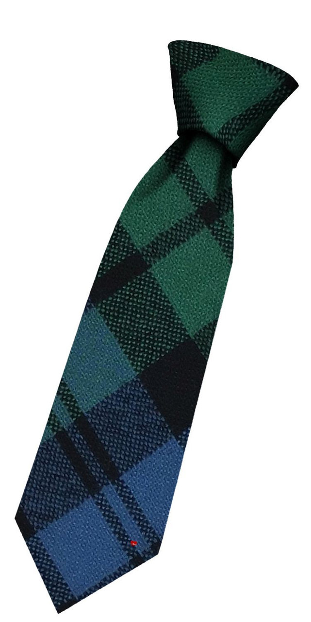 Boys Pure Wool Tie Woven Scotland - Black Watch Ancient Tartan
