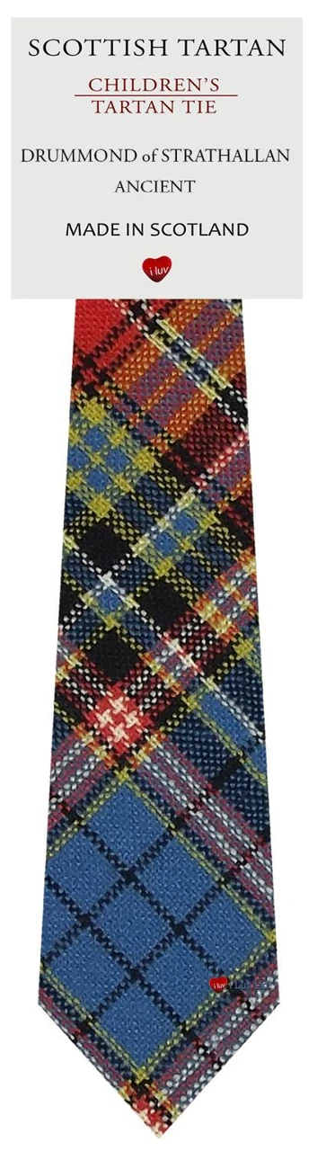 Boys Pure Wool Tie Woven Scotland - Drummond of Strathan Ancient Tartan