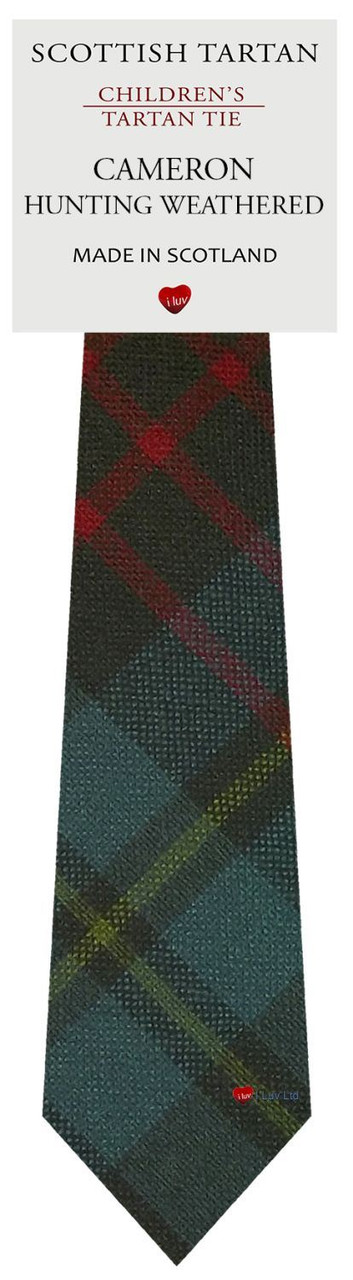 Boys Pure Wool Tie Woven Scotland - Cameron Hunting Weathered Tartan