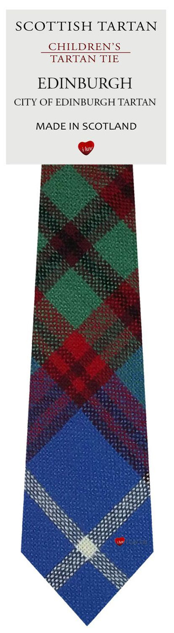 Boys Pure Wool Tie Woven Scotland - Edinburgh City Tartan