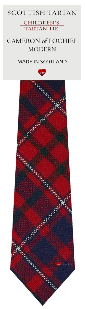 Boys Pure Wool Tie Woven Scotland - Cameron of Lochiel Modern Tartan