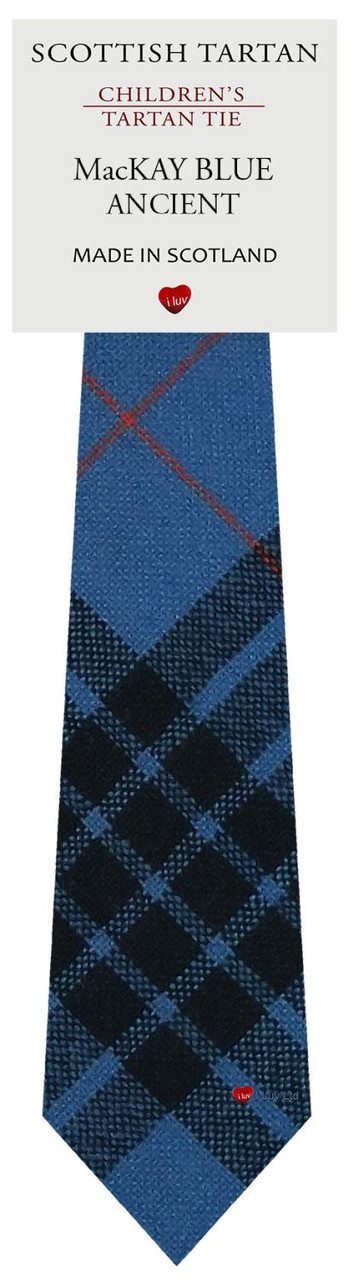Boys Pure Wool Tie Woven Scotland - MacKay Blue Ancient Tartan