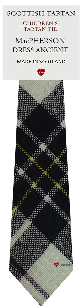 Boys Pure Wool Tie Woven Scotland - MacPherson Dress Ancient Tartan