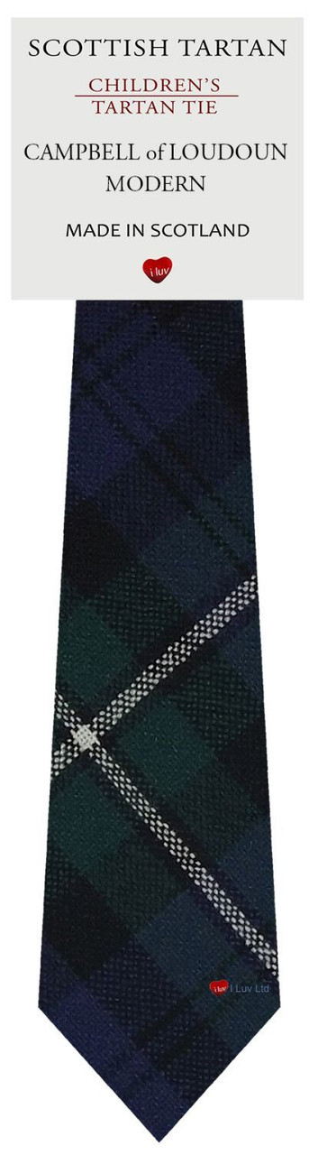 Boys Pure Wool Tie Woven Scotland - Campbell of Loudoun Modern Tartan
