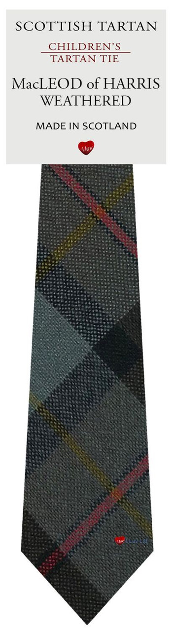 Boys Pure Wool Tie Woven Scotland - MacLeod of Harris Weathered Tartan