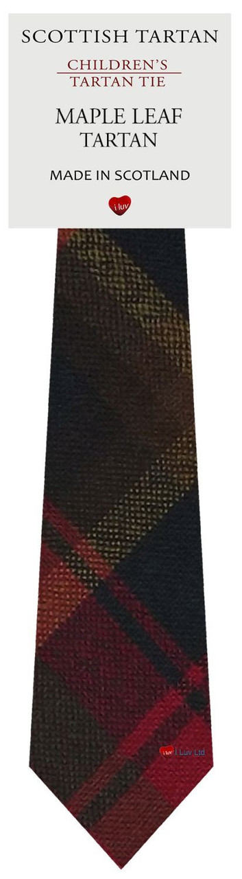 Boys Pure Wool Tie Woven Scotland - Maple Leaf Canadian Tartan