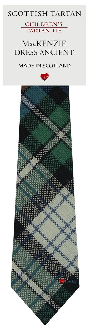 Boys Pure Wool Tie Woven Scotland - MacKenzie Dress Ancient Tartan