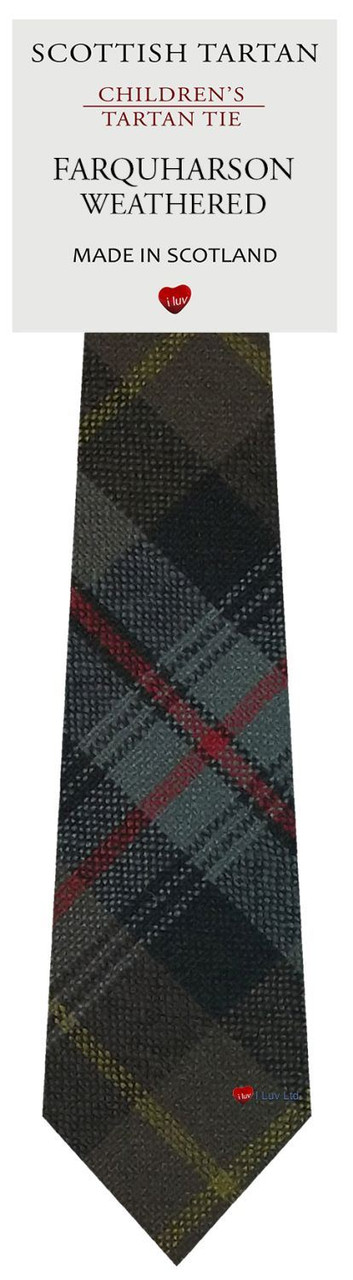Boys Pure Wool Tie Woven Scotland - Farquharson Weathered Tartan