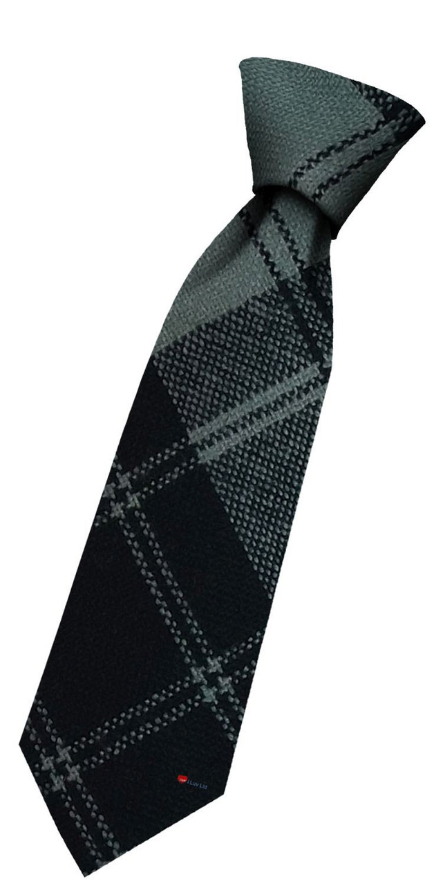 Boys Pure Wool Tie Woven Scotland - Douglas Grey Ancient Tartan