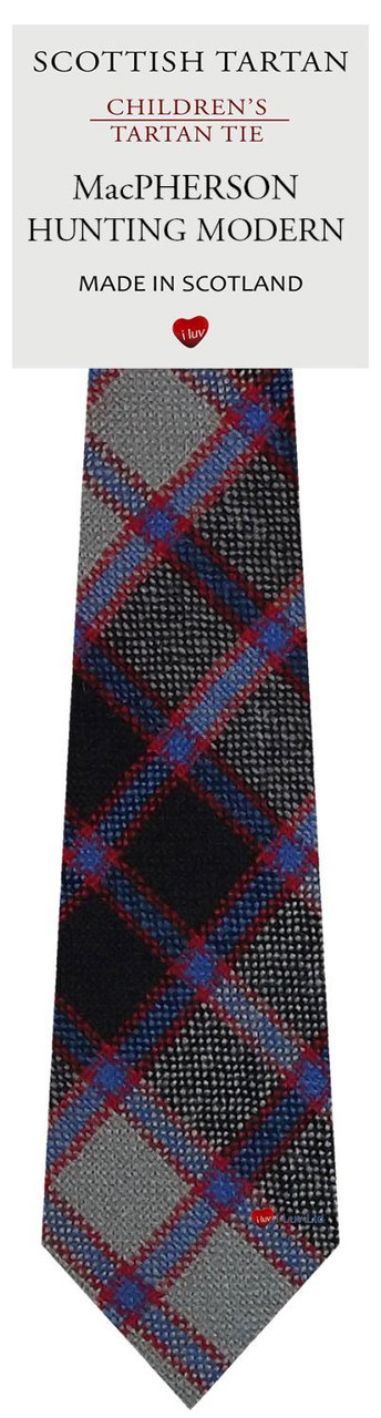Boys Pure Wool Tie Woven Scotland - MacPherson Hunting Modern Tartan