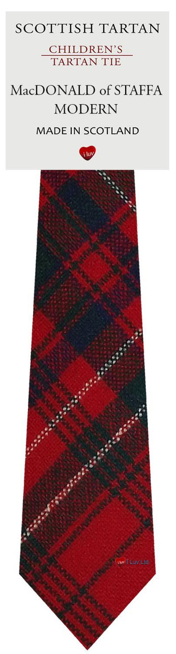 Boys Pure Wool Tie Woven Scotland - MacDonald of Staffa Modern Tartan