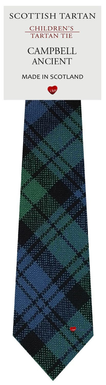 Boys Pure Wool Tie Woven Scotland - Campbell Ancient Tartan