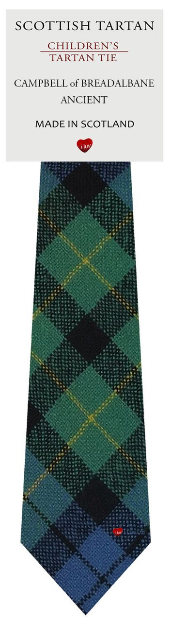 Boys Pure Wool Tie Woven Scotland - Campbell of Breadalbane Ancient Tartan