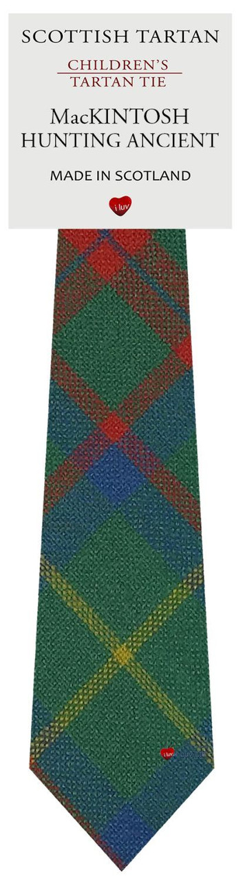 Boys Pure Wool Tie Woven Scotland - MacIntosh Hunting Ancient Tartan
