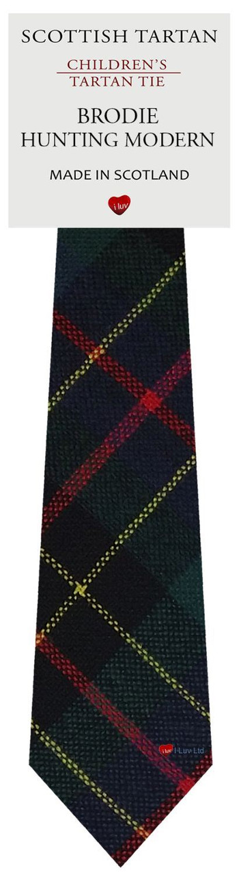 Boys Pure Wool Tie Woven Scotland - Brodie Hunting Modern Tartan