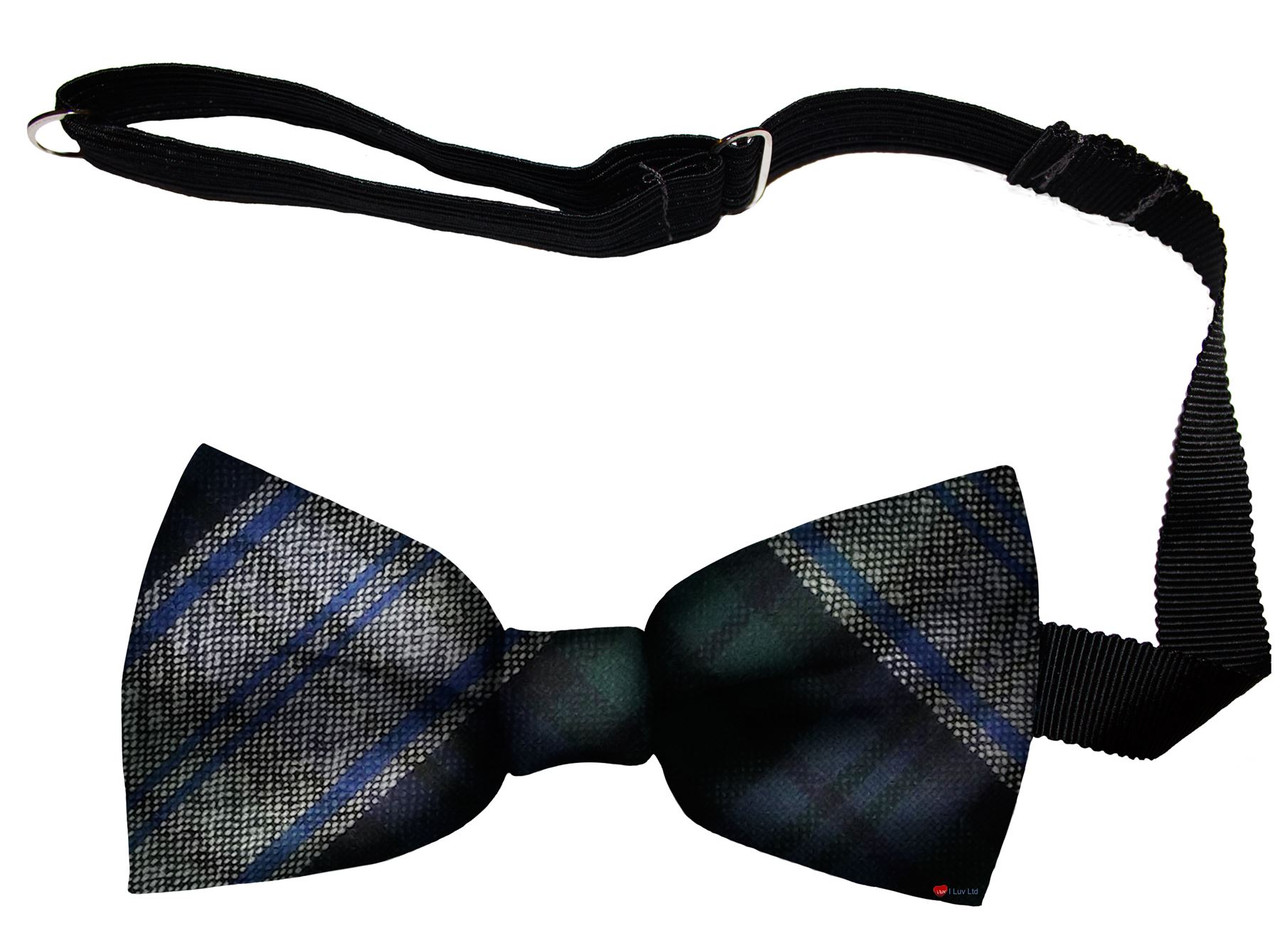 Black Watch Dress Modern Tartan Men's Bow Tie Pure Wool Elastic Fastening