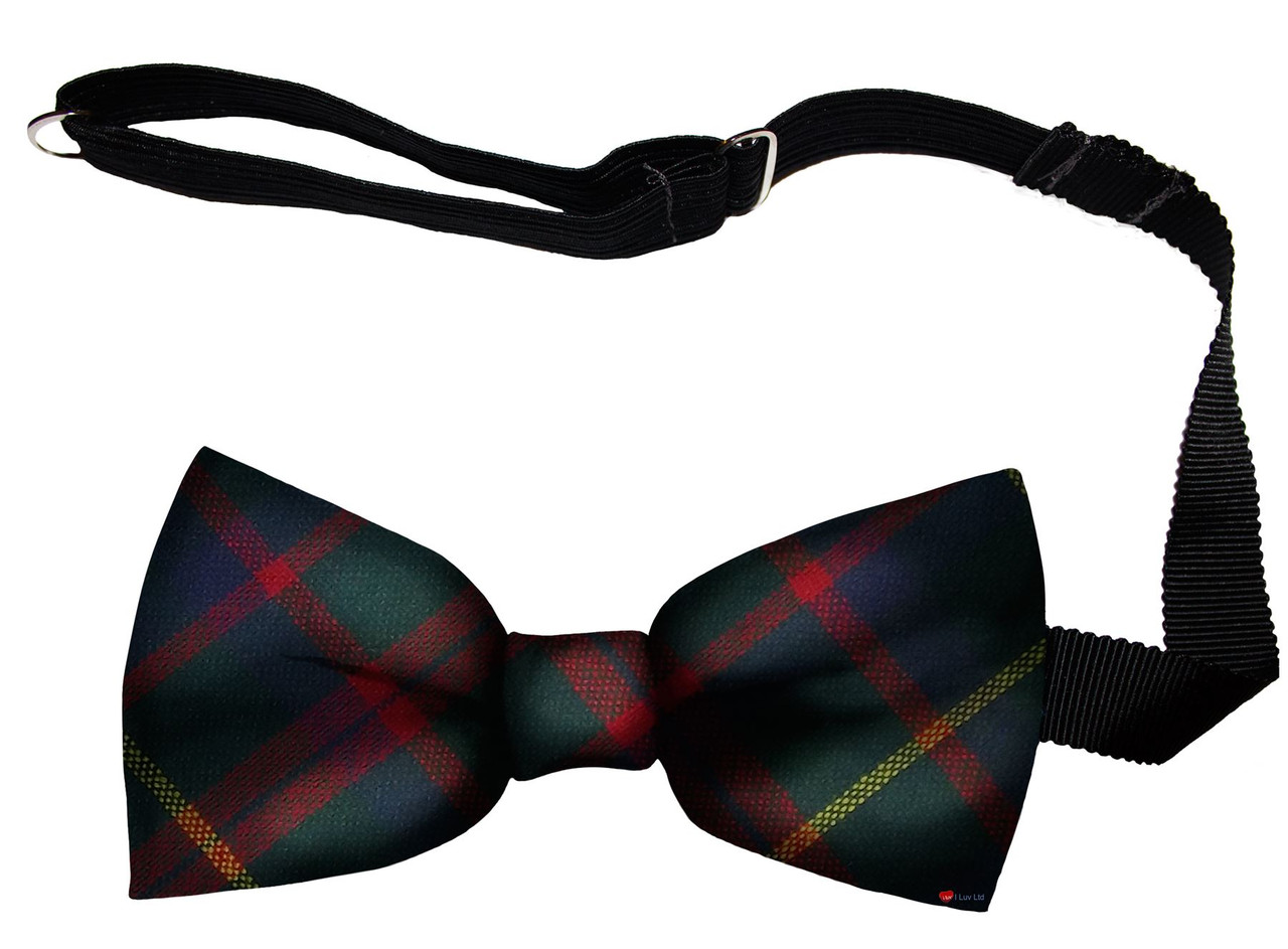 MacIntosh Hunting Modern Tartan Men's Bow Tie Pure Wool Elastic Fastening