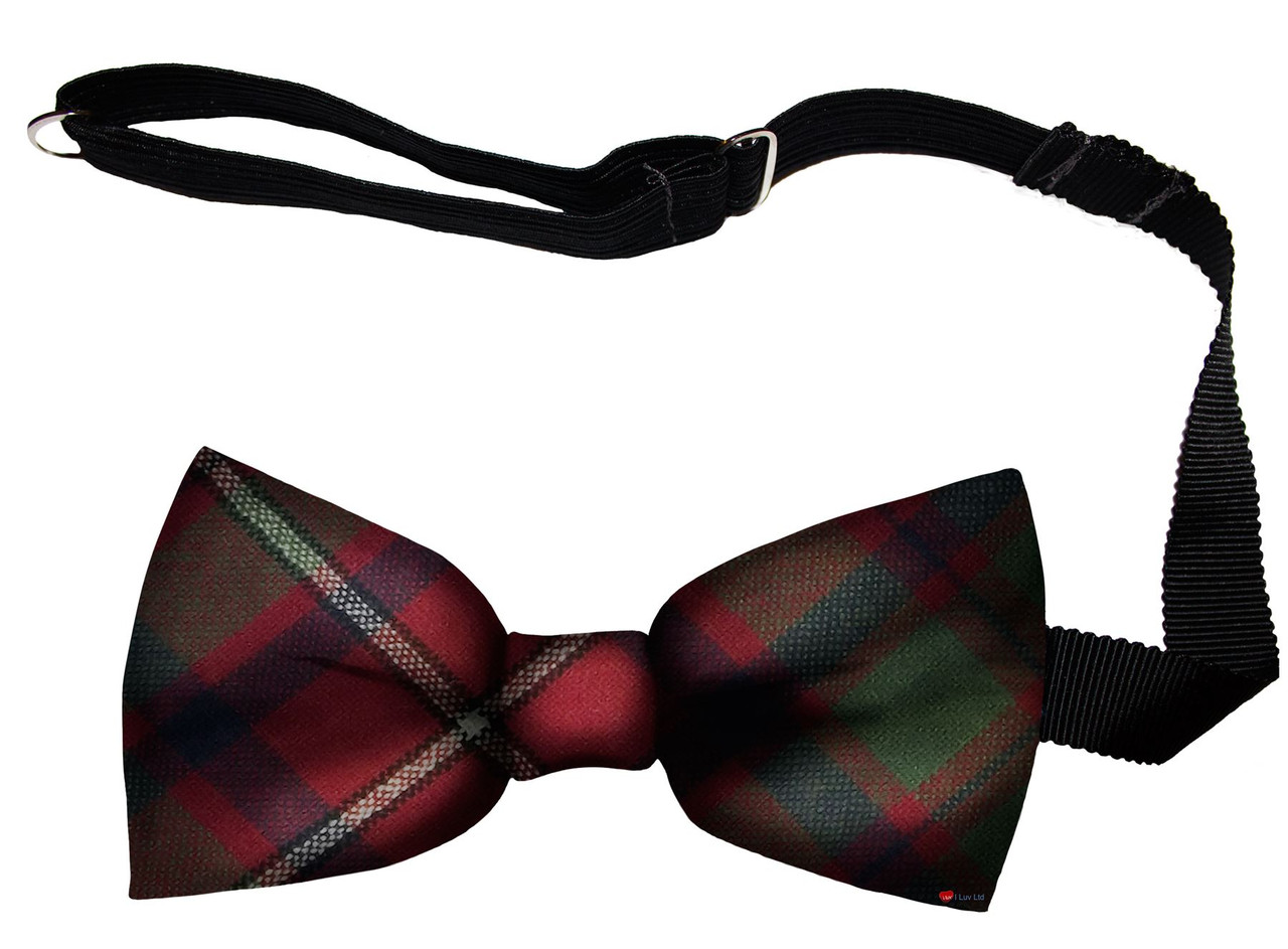 Shaw Red Modern Tartan Men's Bow Tie Pure Wool Elastic Fastening