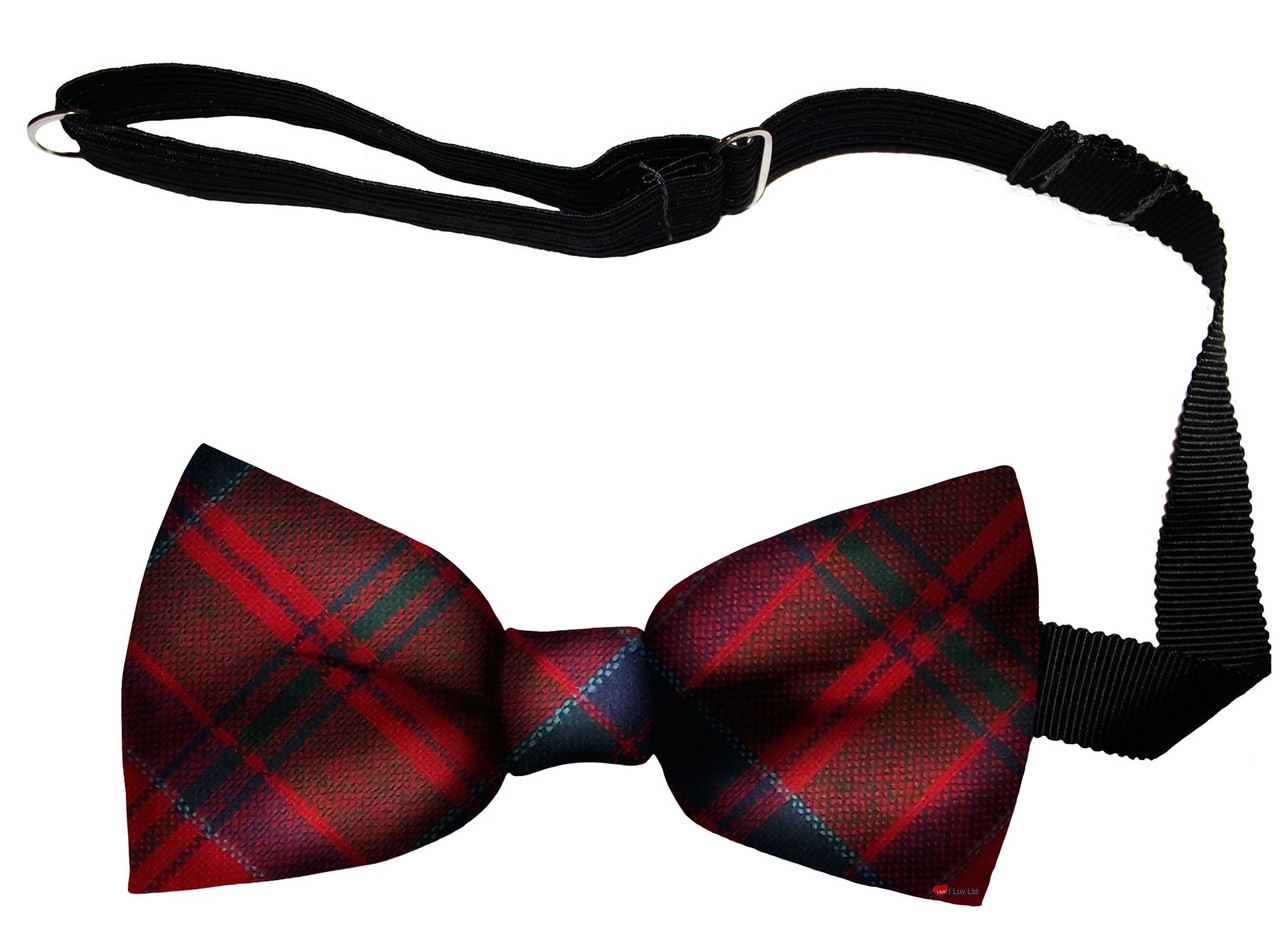 MacDonell of Keppoch Modern Tartan Men's Bow Tie Pure Wool Elastic Fastening