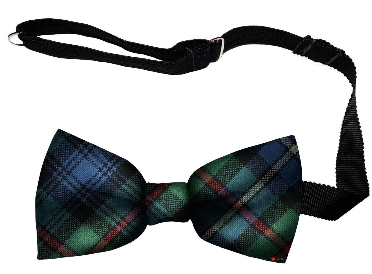 Robertson Hunting Ancient Tartan Men's Bow Tie Pure Wool Elastic Fastening