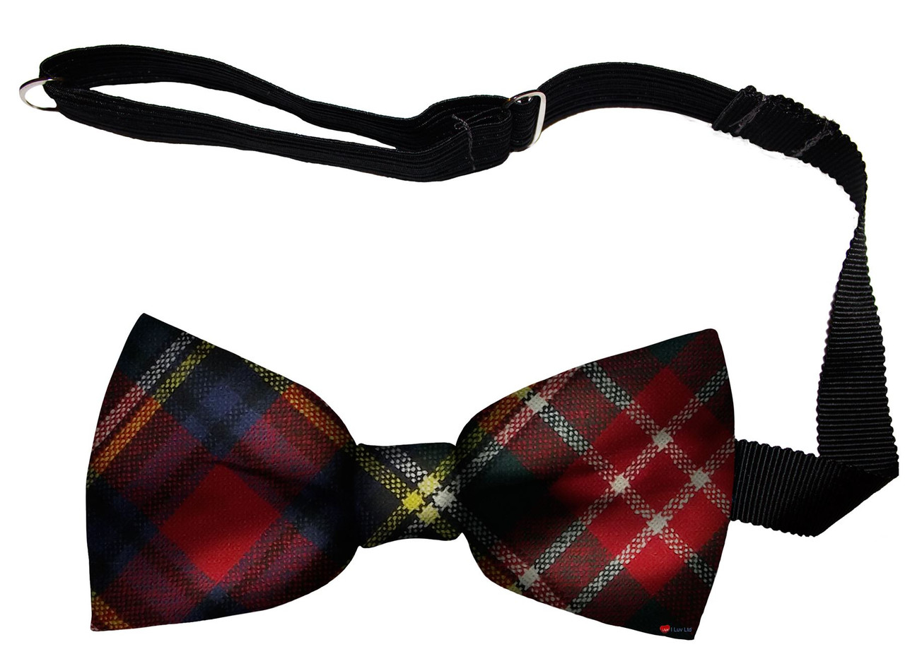 ChrisTartan Men's Bow Tie Modern Tartan Men's Bow Tie Pure Wool Elastic Fastening