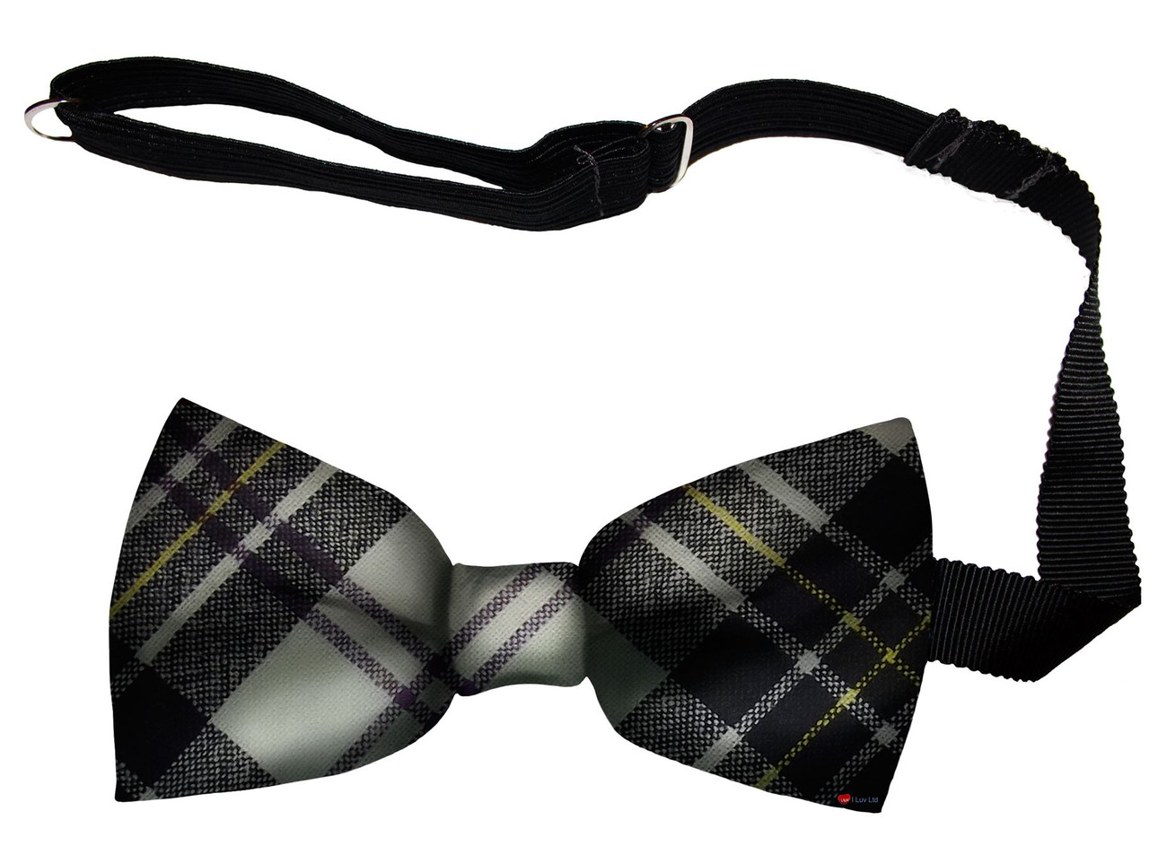 MacPherson Dress Ancient Tartan Men's Bow Tie Pure Wool Elastic Fastening