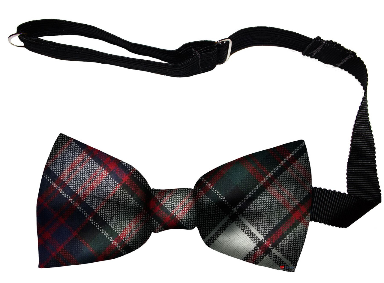 MacDonald Dress Modern Tartan Men's Bow Tie Pure Wool Elastic Fastening