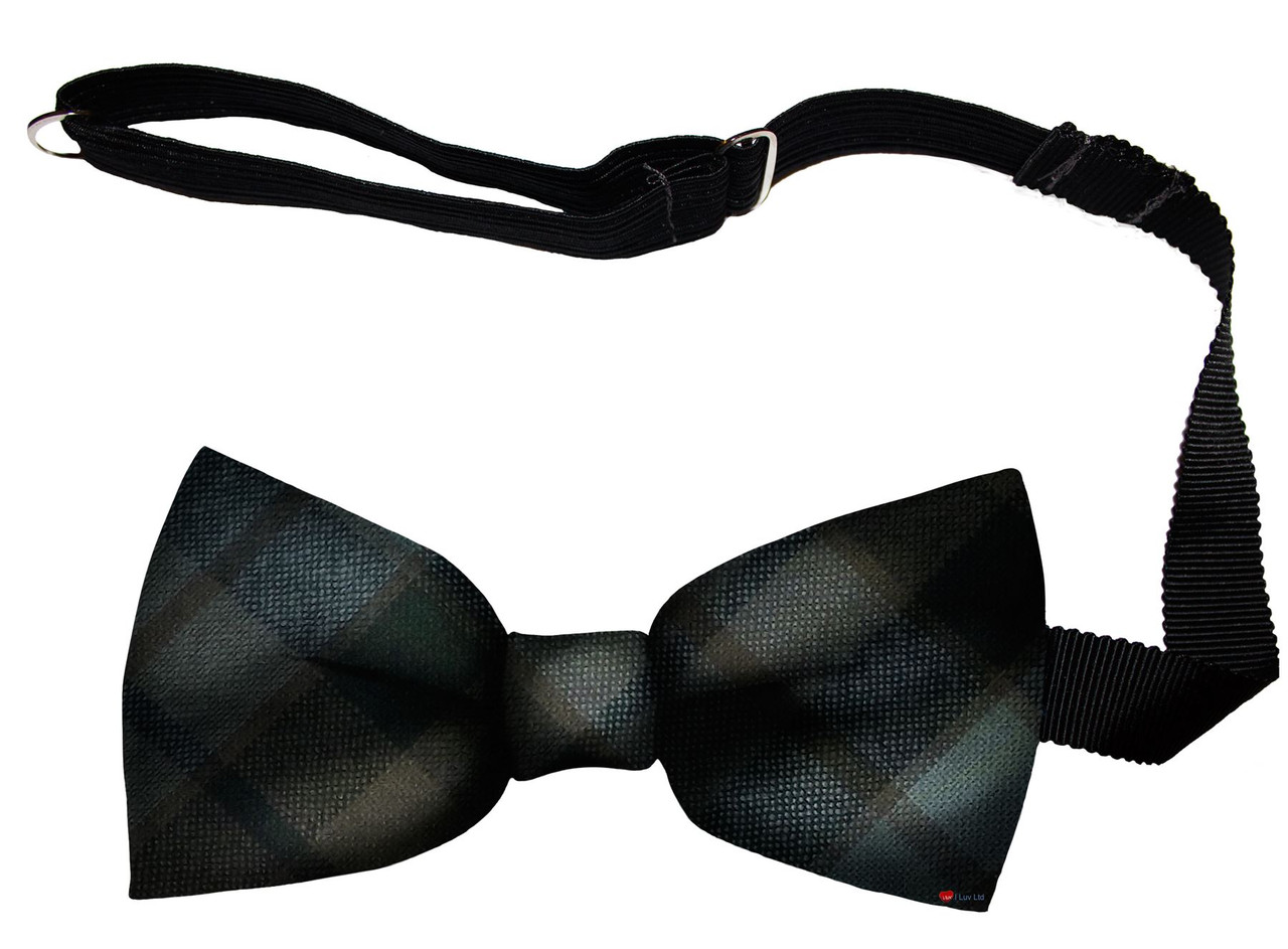 MacKay Weathered Tartan Men's Bow Tie Pure Wool Elastic Fastening