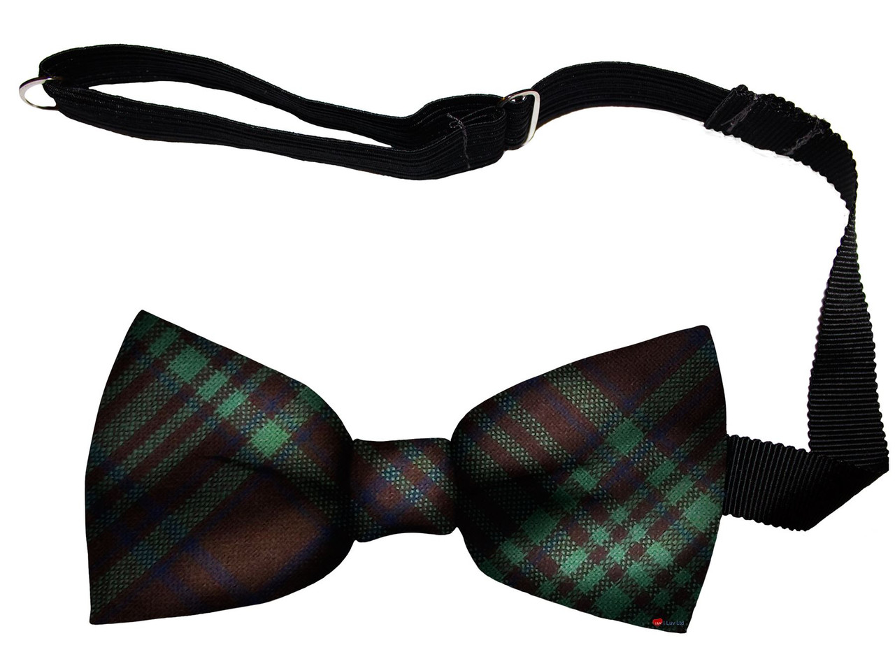 MacGillivray Hunting Ancient Tartan Men's Bow Tie Pure Wool Elastic Fastening
