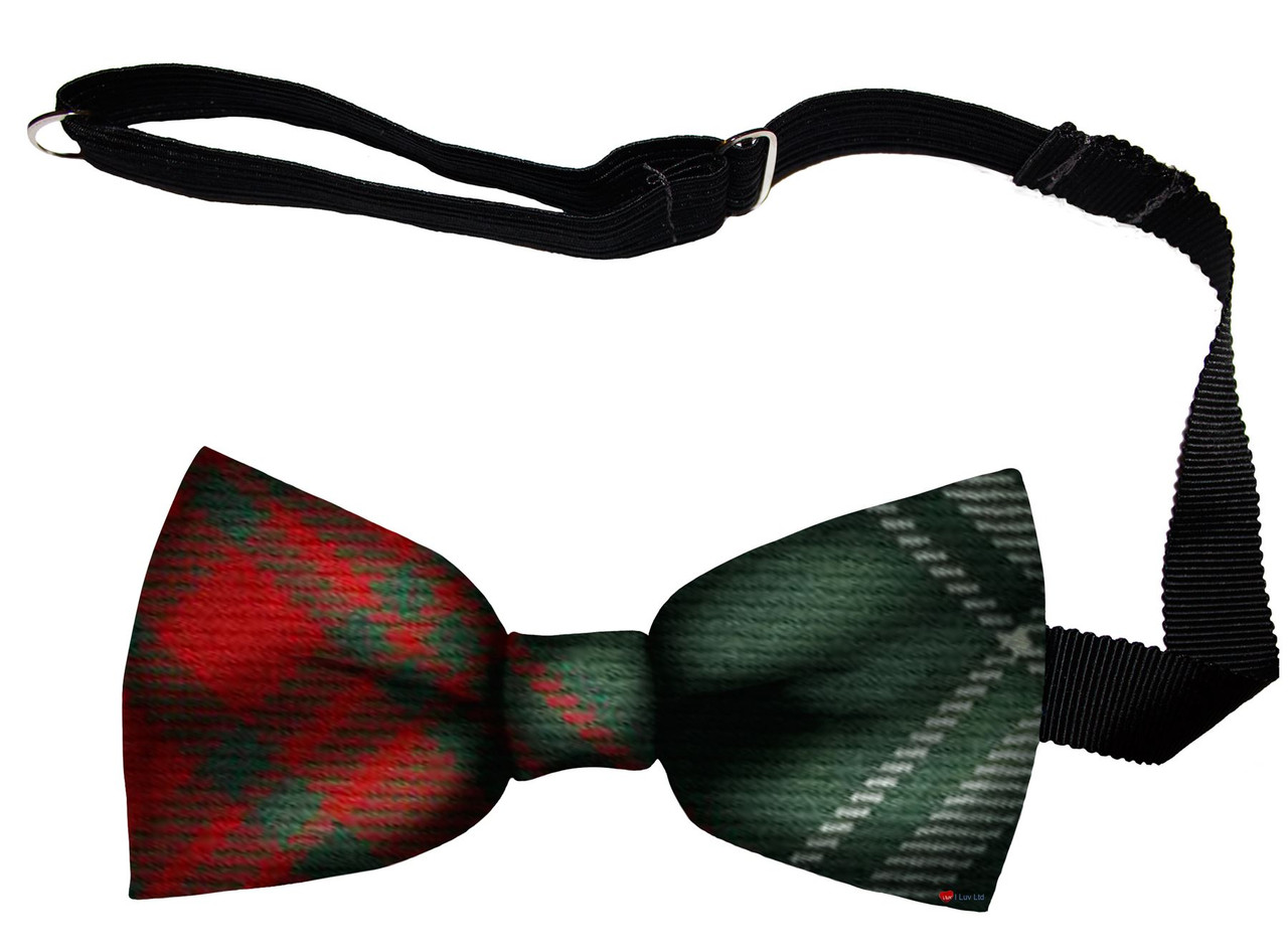 Prince of Wales Modern Tartan Men's Bow Tie Pure Wool Elastic Fastening
