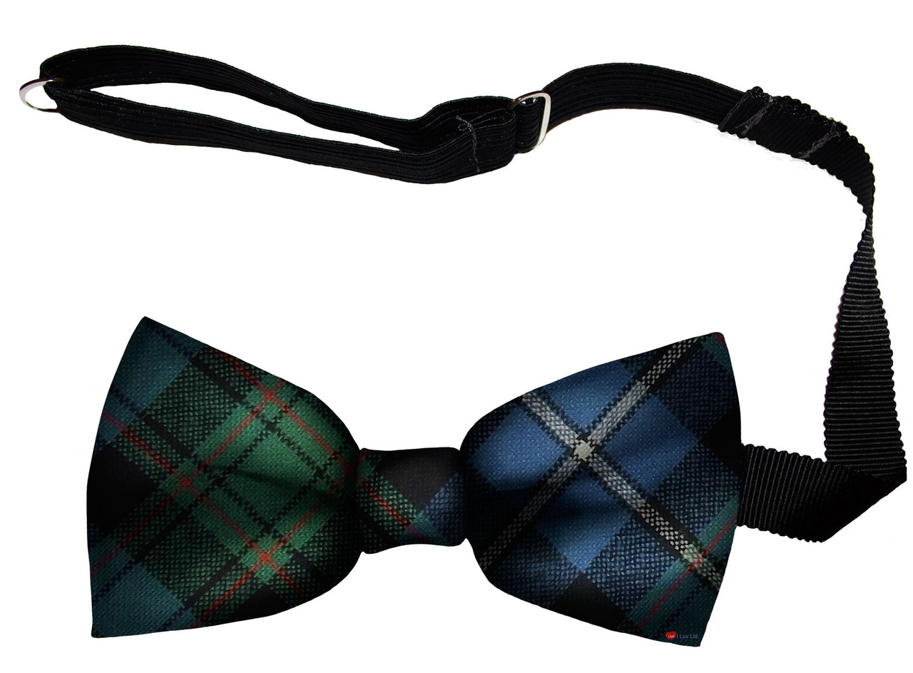 MacRae Hunting Ancient Tartan Men's Bow Tie Pure Wool Elastic Fastening